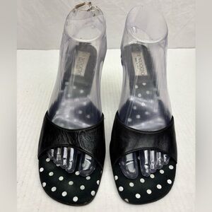 DI NUCCIO Black Polka Dot Open-Toe Women's Sandals, SZ 38.5, box 21